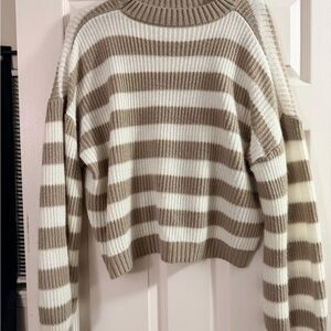 SHEIN Tan and White Striped Sweater